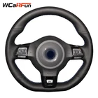 WCaRFun черный кожаный чехол рулевого колеса автомобиля для Volkswagen Golf 6 GTI MK6 VW Polo GTI Scirocco R Passat CC R-Line 2010