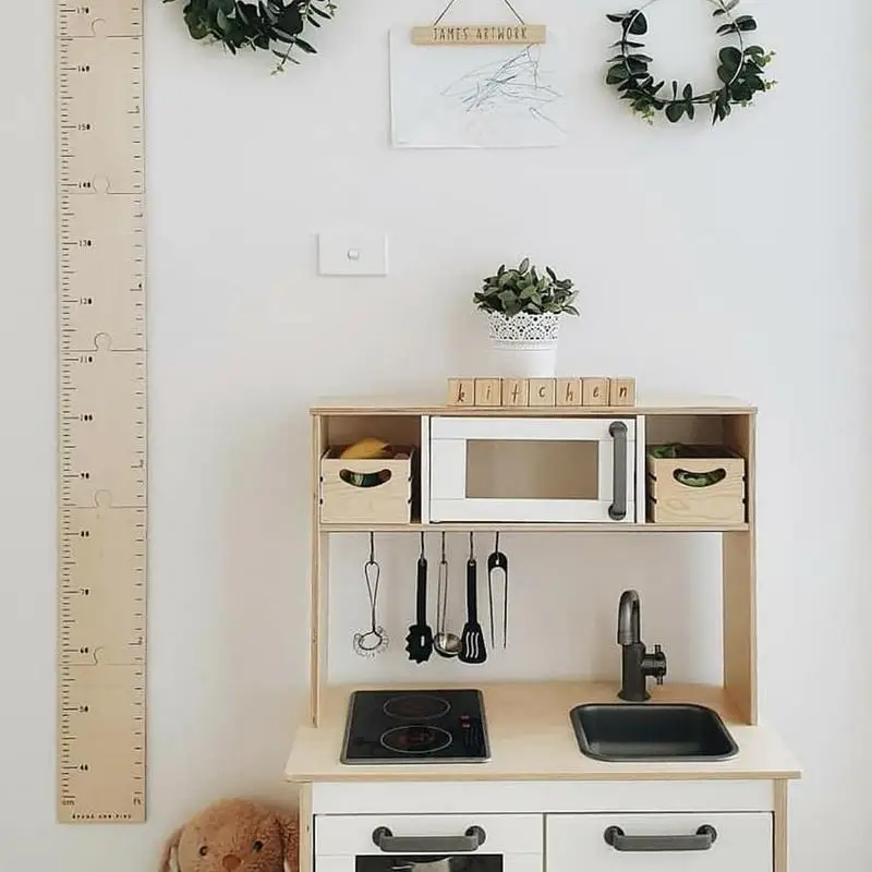 

INS Nordic style stitching wooden board height ruler children's photog hanging props N5D1 ruler room wooden baby decoration S1B9
