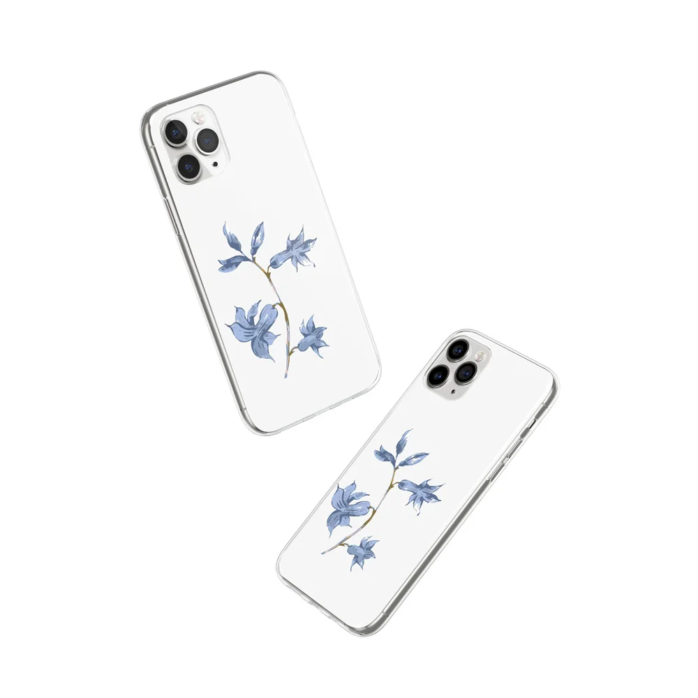 Blue-violet Watercolor Flower Printing Phone Case For iPhone 11 Pro 11Pro Max 8 7 Plus X XS MAX SE 2 2020 XR Back Coque Shell | Мобильные