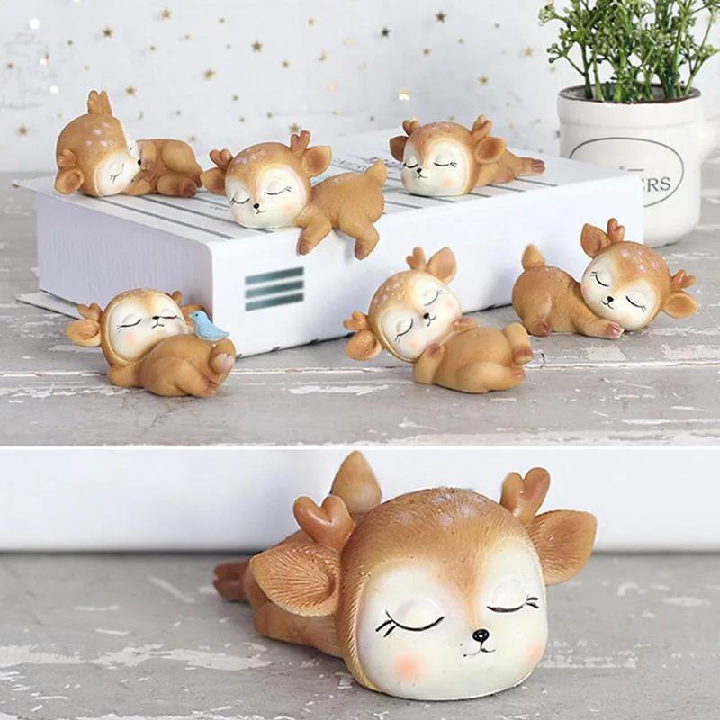 Автомобильные маленькие украшения спящий олень настольное украшение для дома