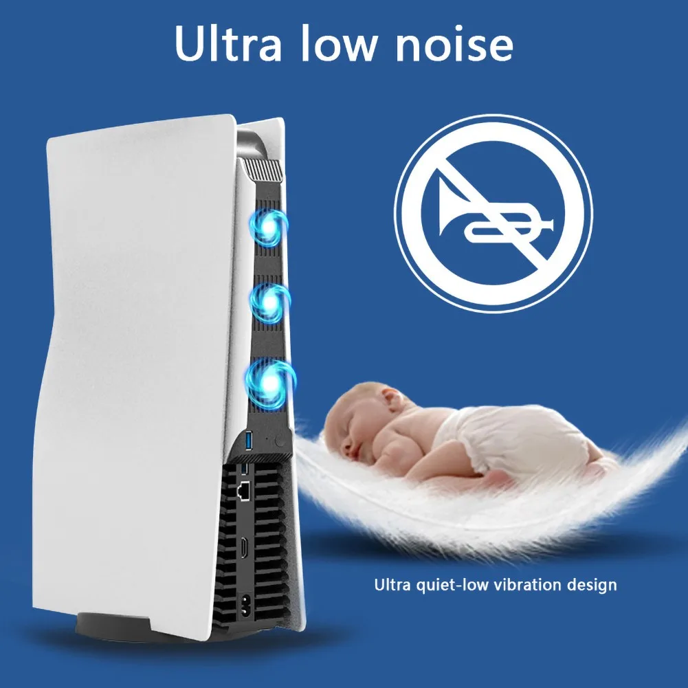 

Newest For PS5 Cooling Fan External USB Cooler Game Console Cooling Fan With Extra USB3.0 Port For Sony Playstation 5