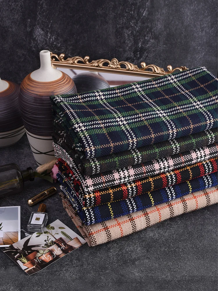

Width 57'' Soft Simple Plaid Cotton Linen Fabric By The Yard For Sofa Clothing Cushion Cover Curtain Tablecloth Material