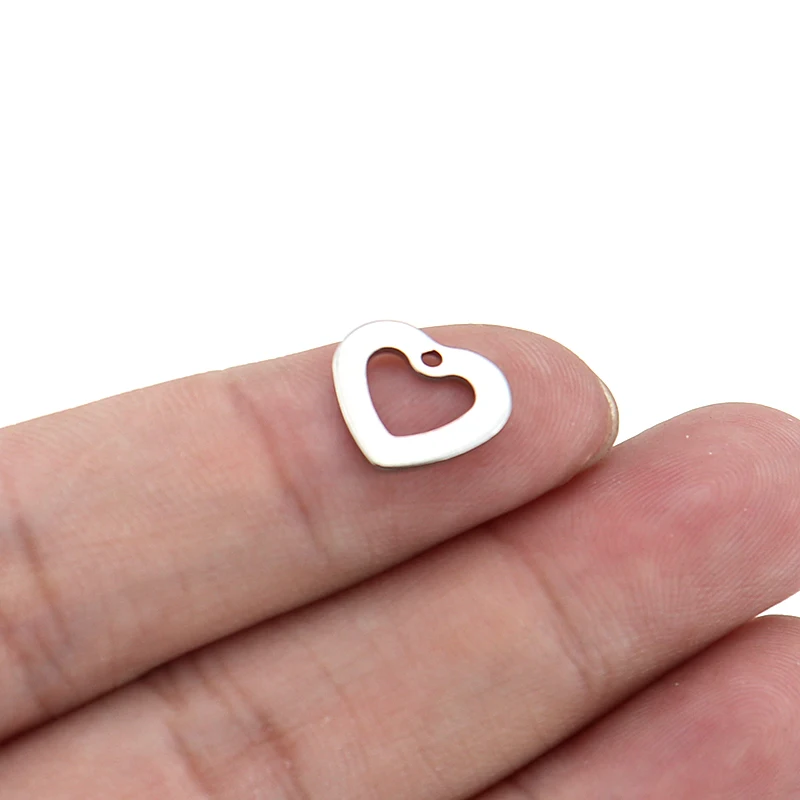 hollow heart Semitree, 50 шт., нержавеющая сталь, маленький крест, подвеска в виде сердца, сделай сам, ожерелье, фурнитура, браслет, ювелирное изделие, конечный хвост, цепи - Окраска металла: hollow heart