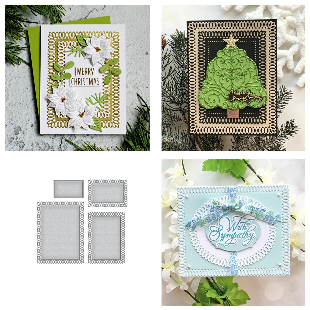 

Rectangle lace dies Metal Cutting Dies For DIY Scrapbooking Photo Album Decor Embossing Holiday Dies For Paper Cards NEW 2021