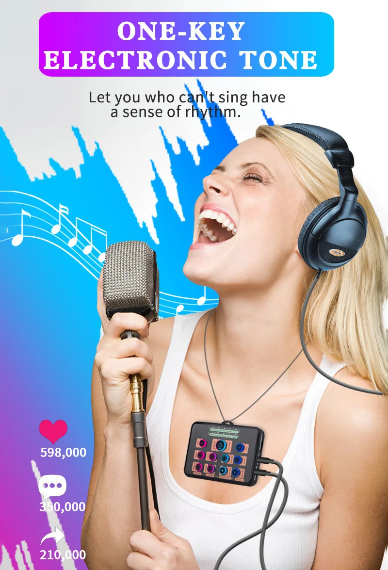 

106db Phone Computer Sound Card Mini Portable Voice Changer DC5V/1A Microphone Accessories Microphone Accessories