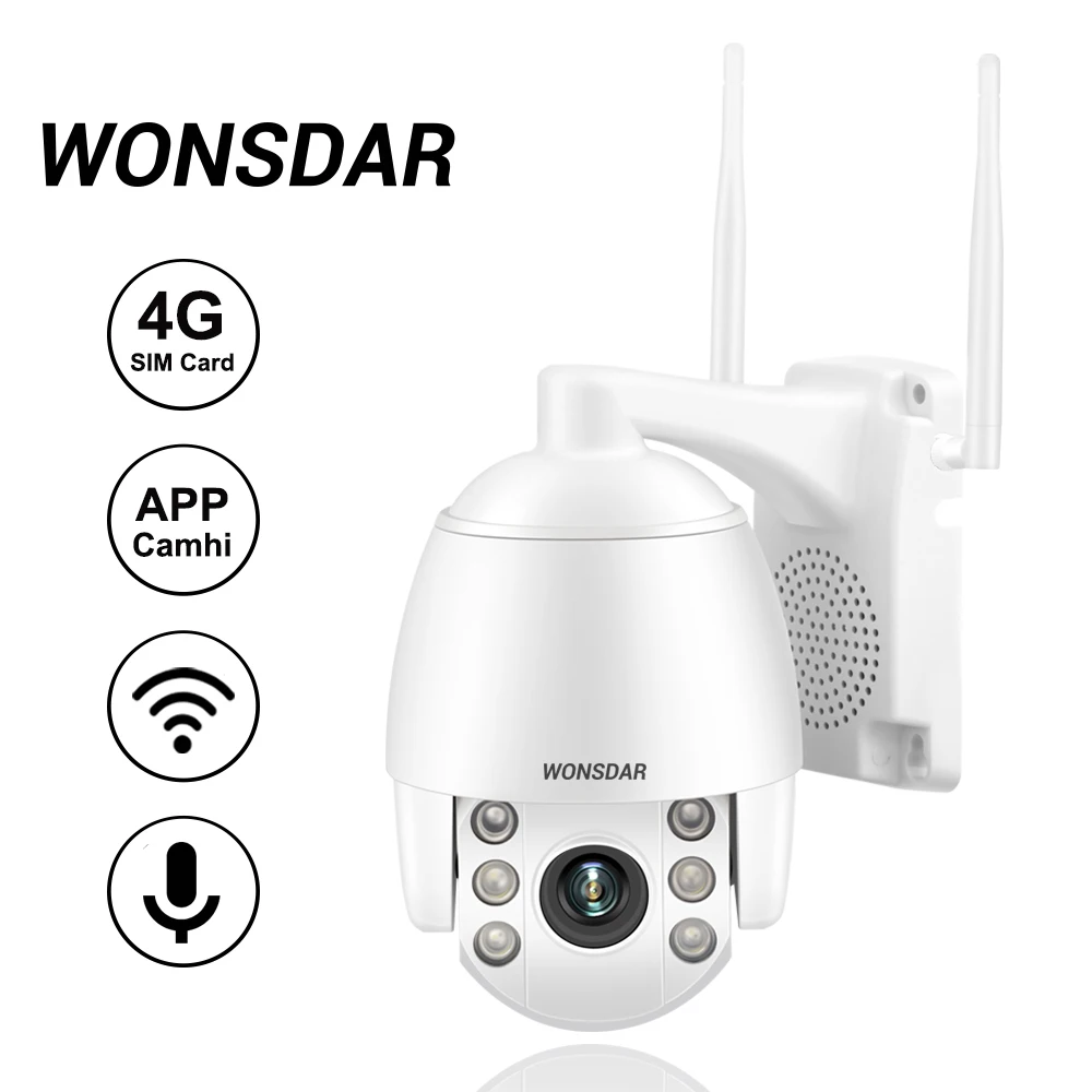 Wonsdar sim-карта камера wifi 3g 4G скорость купольная IP камера 1080P PTZ 5X зум двухстороннее аудио безопасность беспроводной CCTV CamHi App