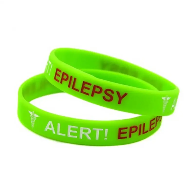 Medical Alert Epilepsy Awareness silicone rubber wristband bracelet jewelry gift women ID love wealth prosperity Unisex | Украшения и