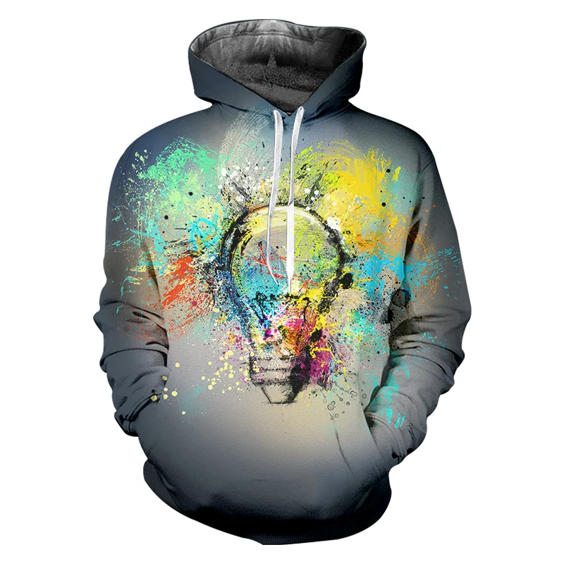 

IFPD EU Size Mans/woman 3d Color Paint Bulb Cool Printed Hoodies Colorful Sweatshirts Casual Hip Hop Streetwear Pullover 7XL