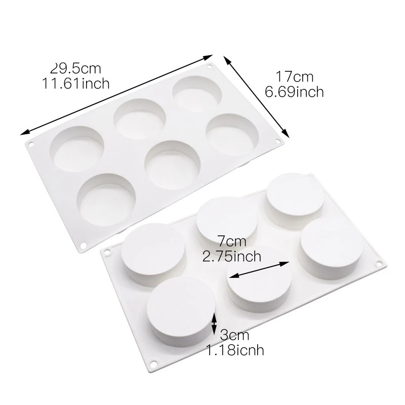 Силиконовая форма для торта плоская цилиндрическая с 6 отверстиями украшения