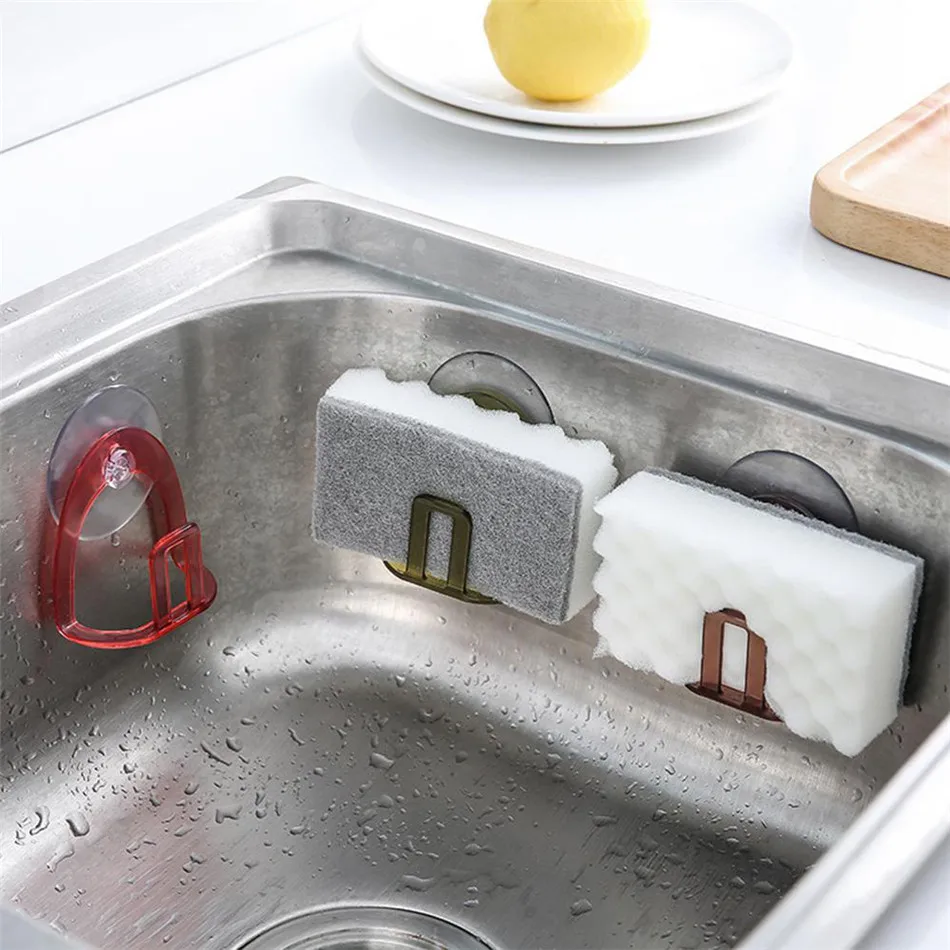 

Kitchen Sponges Holder Self Adhesive Sink Sponges Drain Drying Rack Kitchen Sink Accessories Storage Organizer