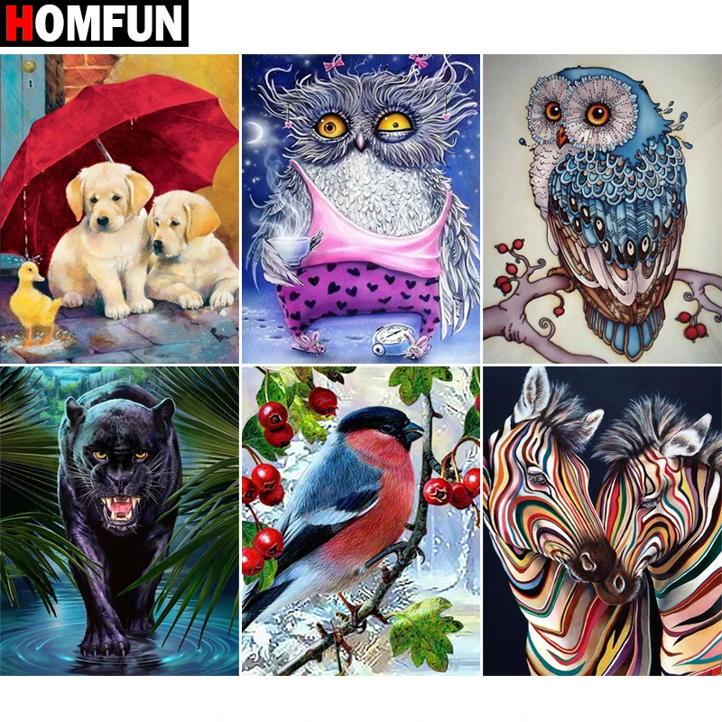

Алмазная живопись HOMFUN «Щенок, птица, сова, утка», алмазная вышивка 5D «сделай сам», ручная работа, вышивка крестиком, подарок
