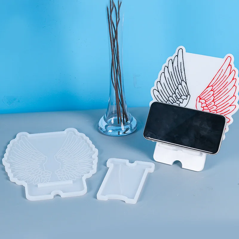

DIY Crystal Epoxy Resin Mold Wing Mobile Phone Holder Silicone Mold For Resin
