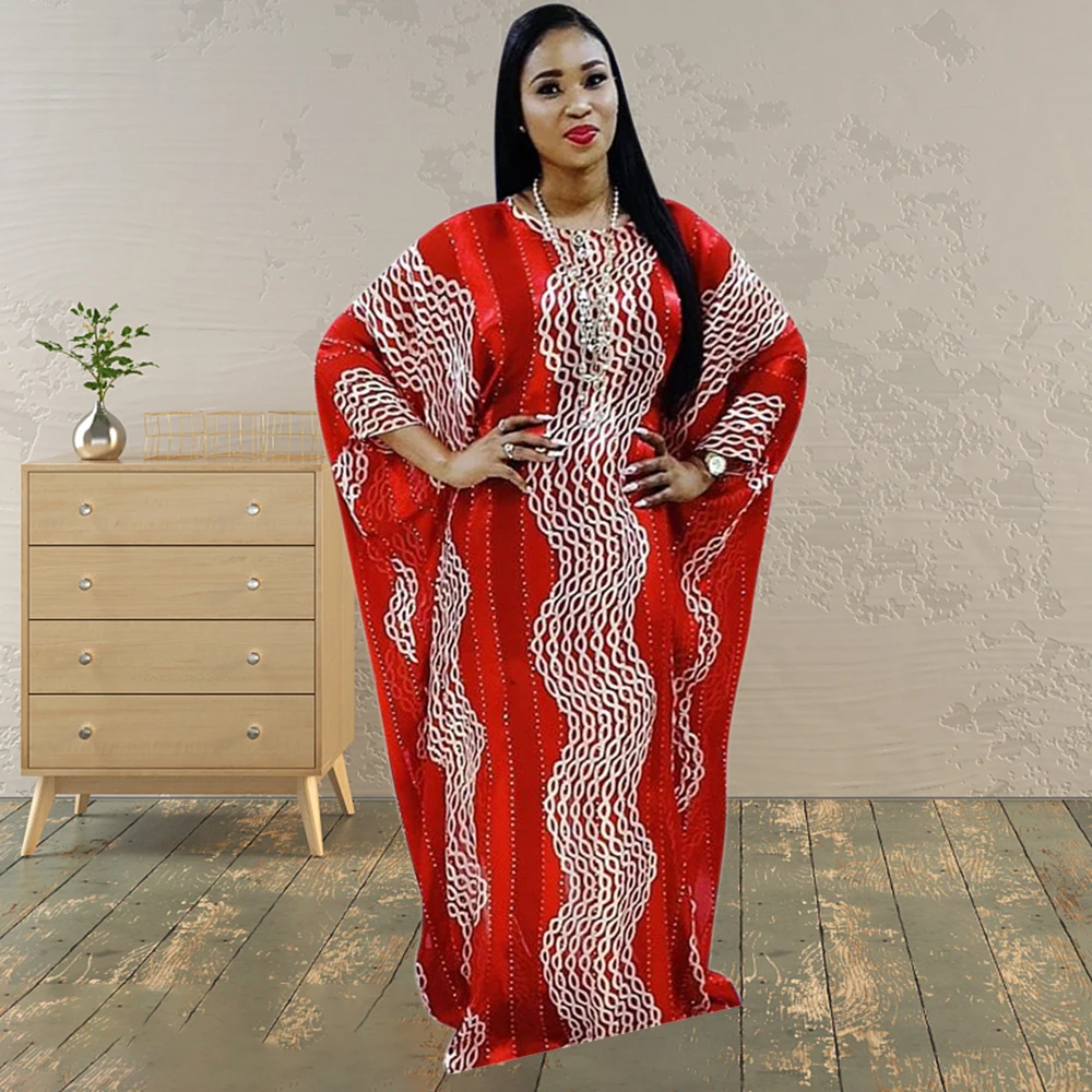 

Maxi Dresses For Women Summer 2021 Newest African Design Batwing Sleeve Africaine Party Dress Original Pattern Print Vestidos