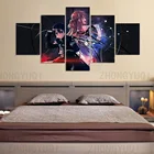 Настенная картина, 5 шт., холст, аниме, манга, Кирито и Асуна, фигурка меча, постеры, современное настенное украшение для спальни