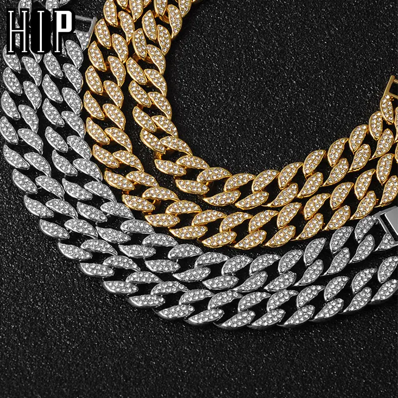 Цепочка мужская из кубинской цепи с фианитом 15 мм|Цепочки| |