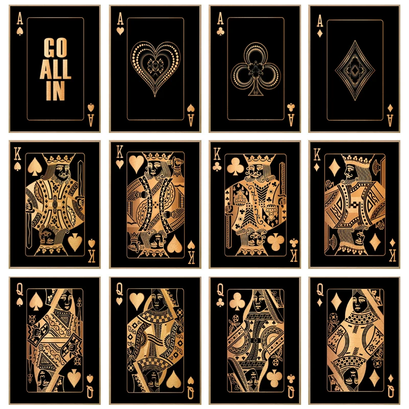 Постер золотистый в скандинавском стиле для украшения покера настенные картины