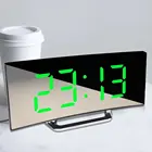 Цифровой будильник, изогнутый СВЕТОДИОДНЫЙ большой экран, зеркальные электронные часы, будильник, настольные часы с отображением времени и температуры, домашний декор