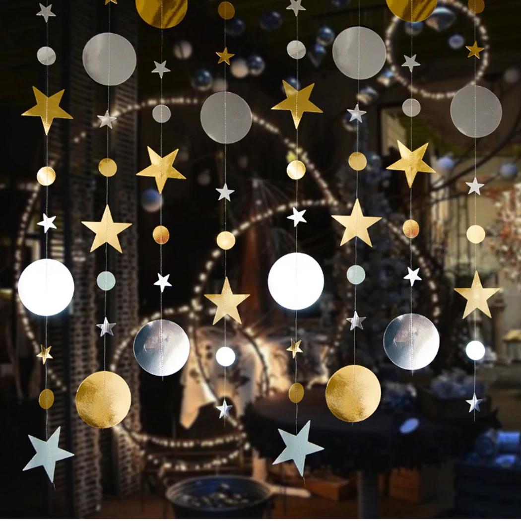 

4M Party Decoration Circle Round Stars Paper Garland Banner Baby Shower Merry Christmas Decorations For Home 2021 New Year 2022