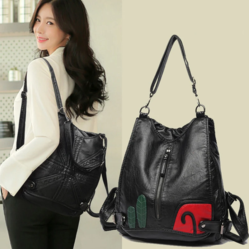 Модный брендовый моющийся рюкзак из искусственной кожи женский с заклепками для