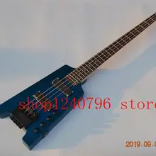 blue color headless electric bass with 864mm scale length|Гитары|