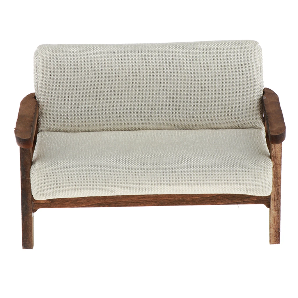 B Кукольный домик Миниатюрный диван сплошной Цвет Мягкая Loveseat кушетка для 1/12 весы кукольные украшения для дома - Цвет: B