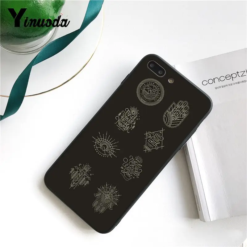 Yinuoda Хамса рука Фатимы ТПУ мягкий силиконовый черный чехол для телефона iPhone 8 7 6S