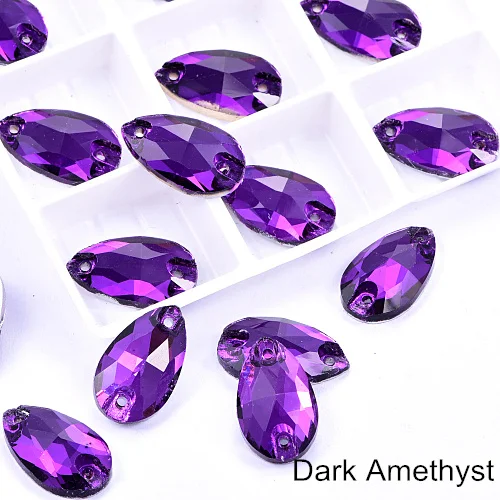 Dark Amethyst Слеза много Цвета с украшением в виде кристаллов Стекло пришить стразы пришивные стразы прямая швейная стразы свадебное платье B3839 - Цвет: Dark Amethyst