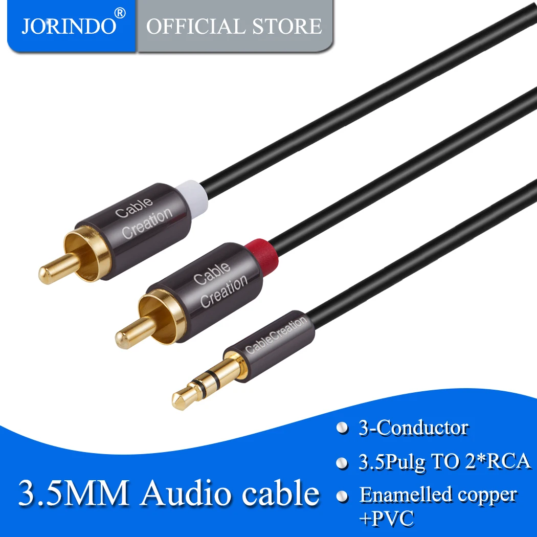 J0RINDO RCA кабель 1 6 фута 3 5 мм к стерео аудио Y сплиттер 2RCA папа Мужской для ТВ