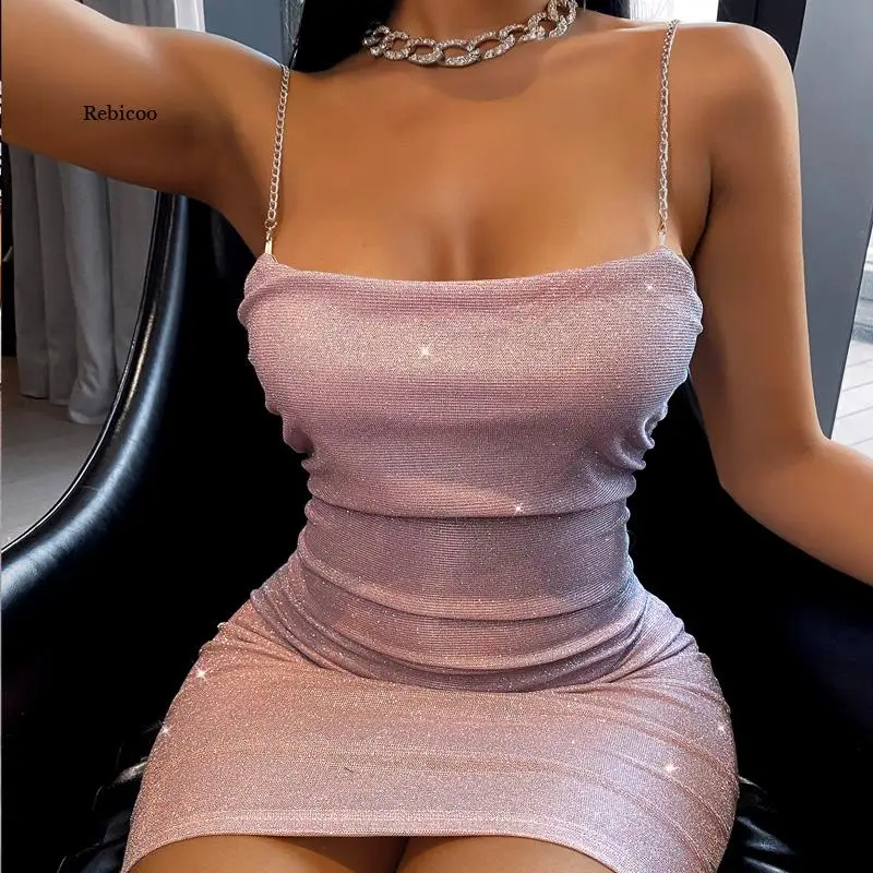 

Women Fashion Spaghetti Strap Mini Dress Slip Dress Women Sexy Slim Fit Bodycon Party Dress Sequins Short Dress