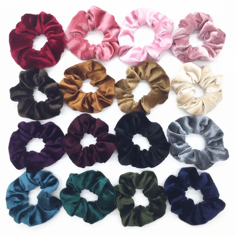 

Резинки для волос бархатные в винтажном стиле, Однотонные эластичные резинки для волос, корейские головные уборы, аксессуары для волос, 38 цв...