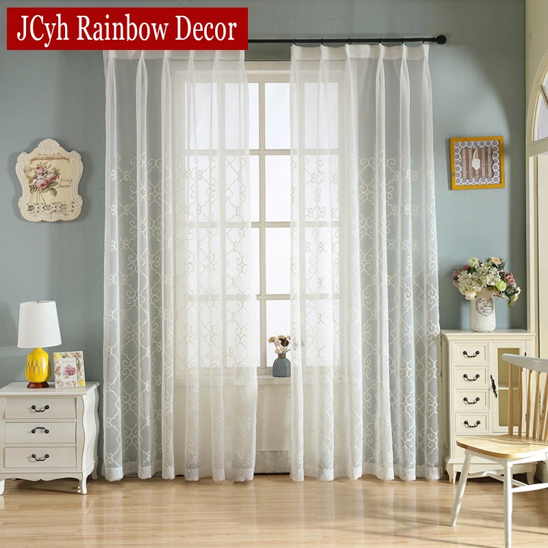 Современная Вышивка Вуаль Тюль Шторы Для Гостиной Окна Белый Sheer Спальни Ткани