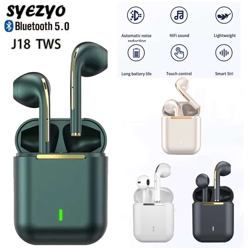 

J18 TWS Bluetooth Music Earphones Waterproof Sports Earbuds Surround Sound Headset For Huawei Iphone Xiaomi Wireless Headphones