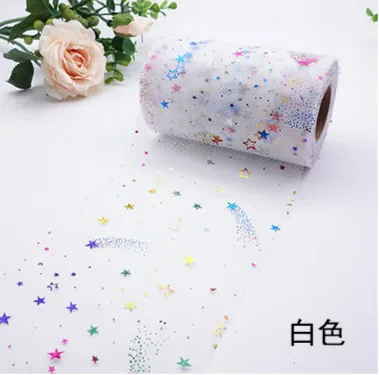 White 6 см 25 ярдов ручной DIY лук Красочные Метеор из пряжи и тюля рулон Метеор сетки в рулонах из стеклянного волокна аксессуары Головные уборы повязка на голову из сетчатой пряжи купальный костюм надпись «Bride Tribe» - Цвет: White