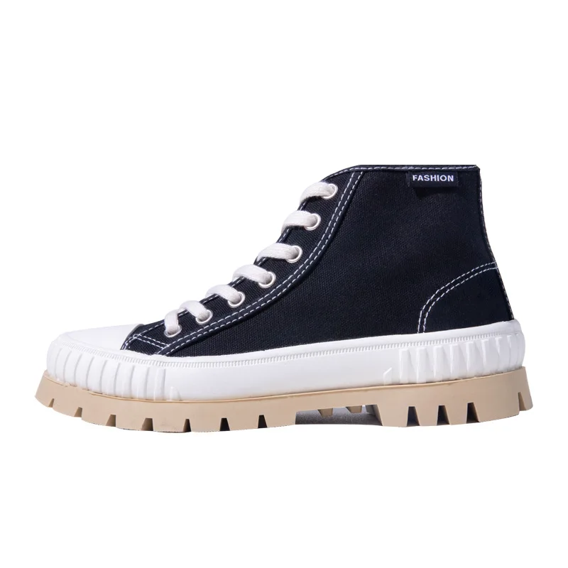 

Canvas Shoes Women Students New Korean Casual Sneakers High-top Lace-up Bullock Thick Bottom Casual Shoes Women Trend