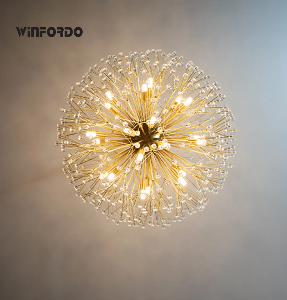 2021 de lujo moderno de lujo araña de cristal Led iluminación diente de león para la decoración de la casa AC110V-220V Winfordo iluminación