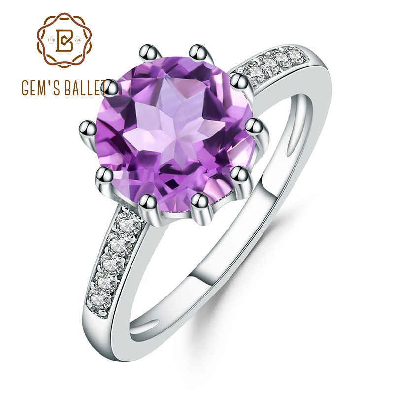 

Gem's Ballet 2.66Ct Natural Amethyst Gemstone Wedding Ring 925 Sterling Silver Fine Jewelry For Women Gorgeous Promise Ring