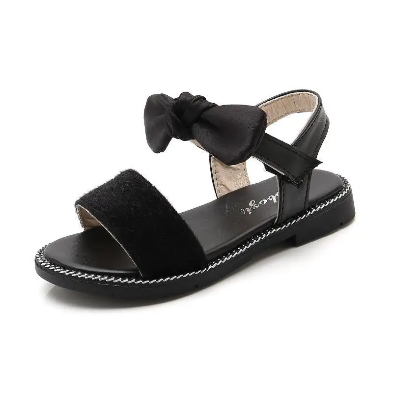 2020 New Girls Sandals Summer Kids Shoes Non-slip Baby Toddler Children Beach Party Black Leopard Bow Princess |