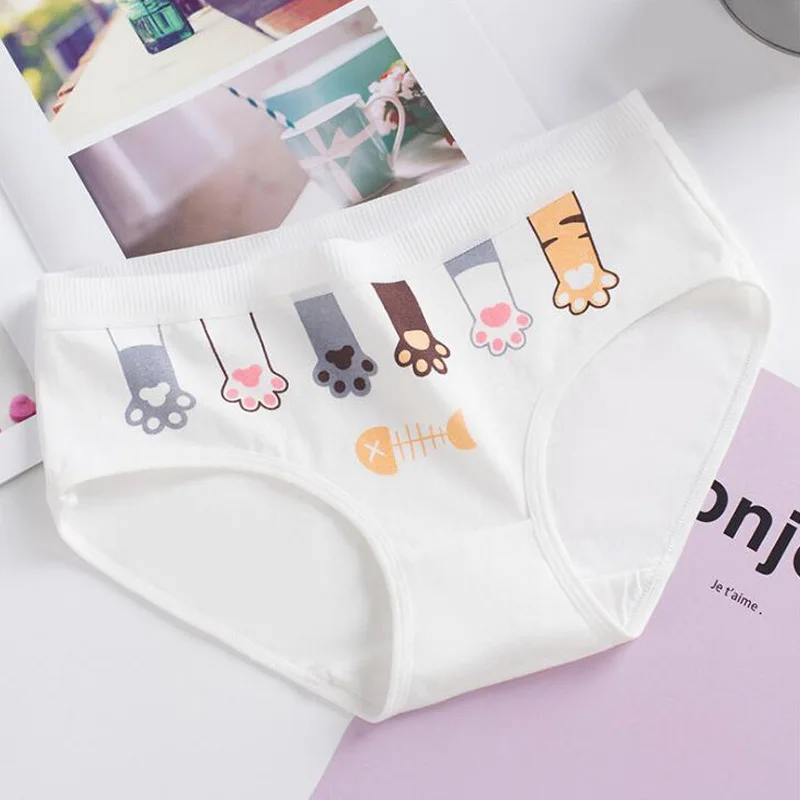 Новое нижнее белье для подростков 4 шт. трусы с рисунком кота молодых девушек