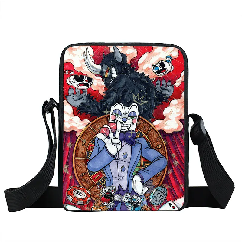 Забавная маленькая Наплечная Сумка cuphead / mughead с принтом женская сумка мужские