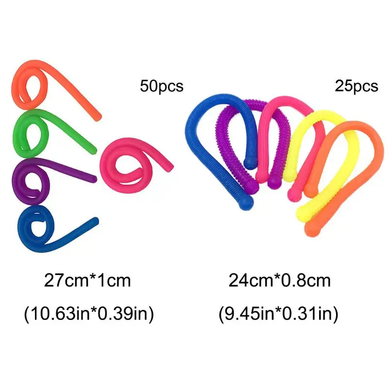 

25/50pcs Pack TPR Elastic Noodle Rope Vent Toy Release Stress Abreaction Stretch String Children Adults Creative Funny Toy WXTD