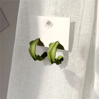 trendy fresh earring elegant earrings women wedding party jewelry simple green c shaped drop earrings