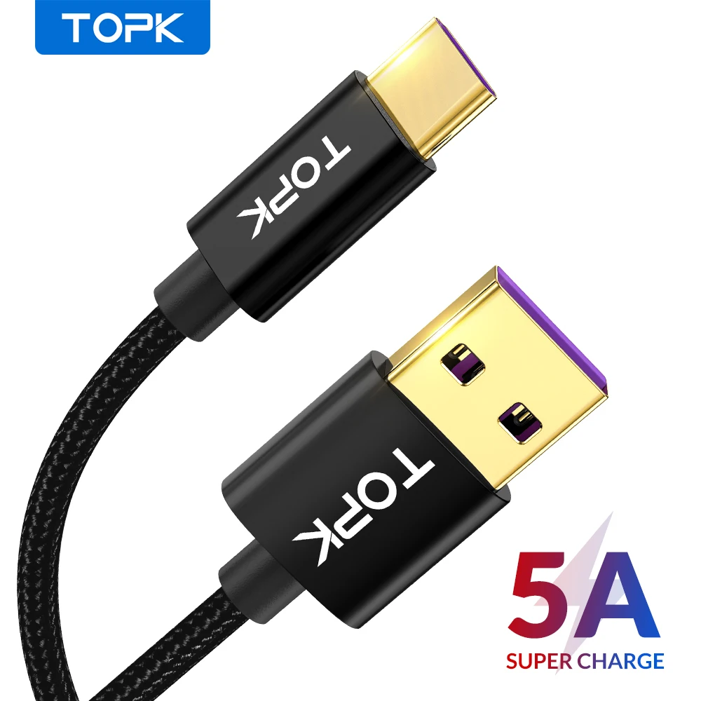 TOPK AN11 5A 1 м мобильный телефон кабель с разъемом Micro USB Type-C для быстрой зарядки