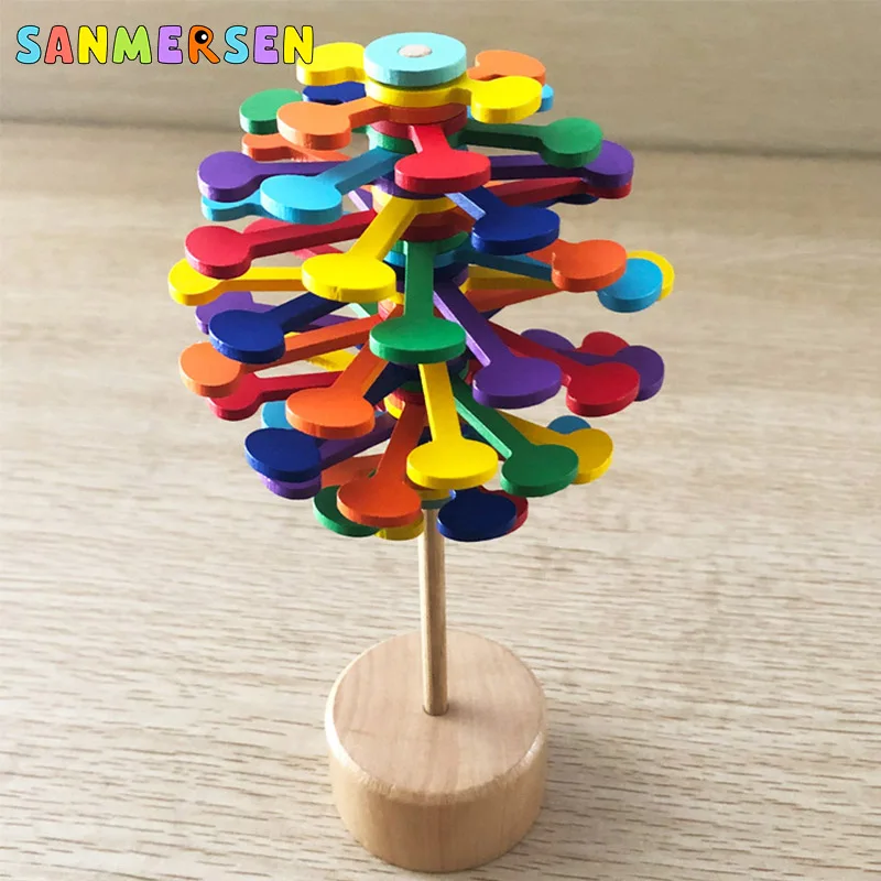 

Wooden Magic Pressure Stress Relief Toys Rotating Lollipop Creative Art Decor For Home School Decompression Autism Family Toys