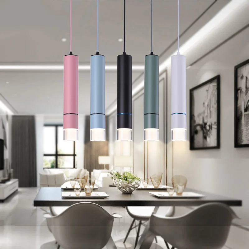 Современный цилиндрический светодиодный подвесной светильник с регулируемой