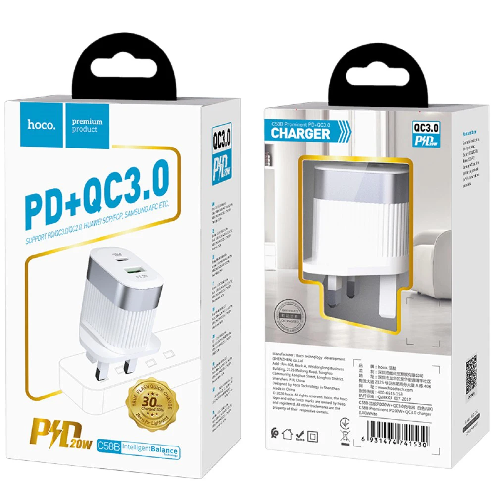 

HOCO PD 20W Charger Support QC3.0 Quick Charge Type C USB 20W Fast PD Power Adapter Compatible With Smart Phone