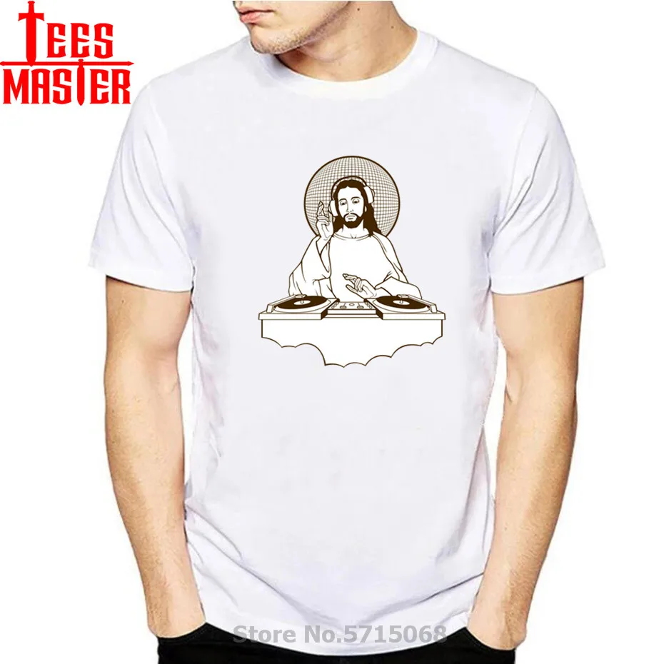 В стиле хип-хоп с Иисусом DJ футболка лето городская мода брендовая для