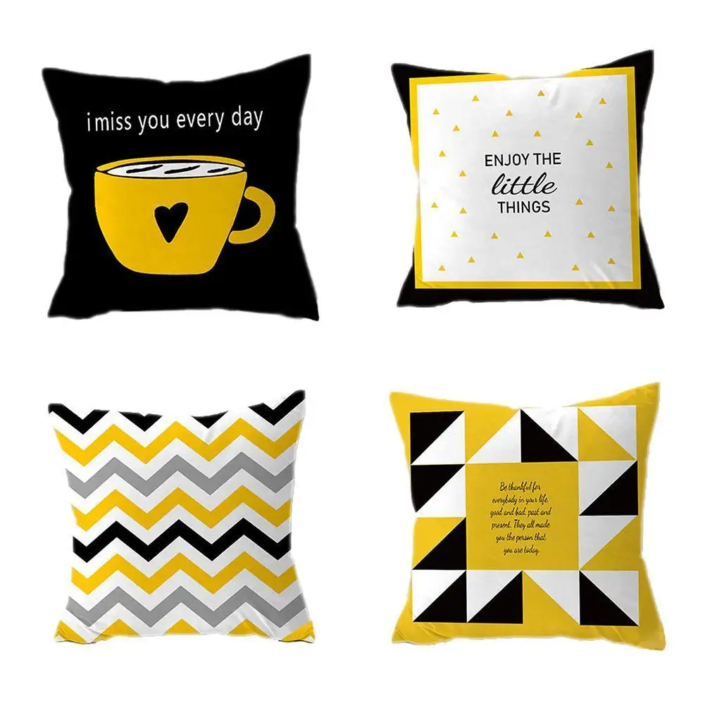 

Fashion Geometric Yellow Pillowcase Decorative Cushion Chair Christmas Pillow Decoration Home For Sofa Cushion Printed Car J1I2