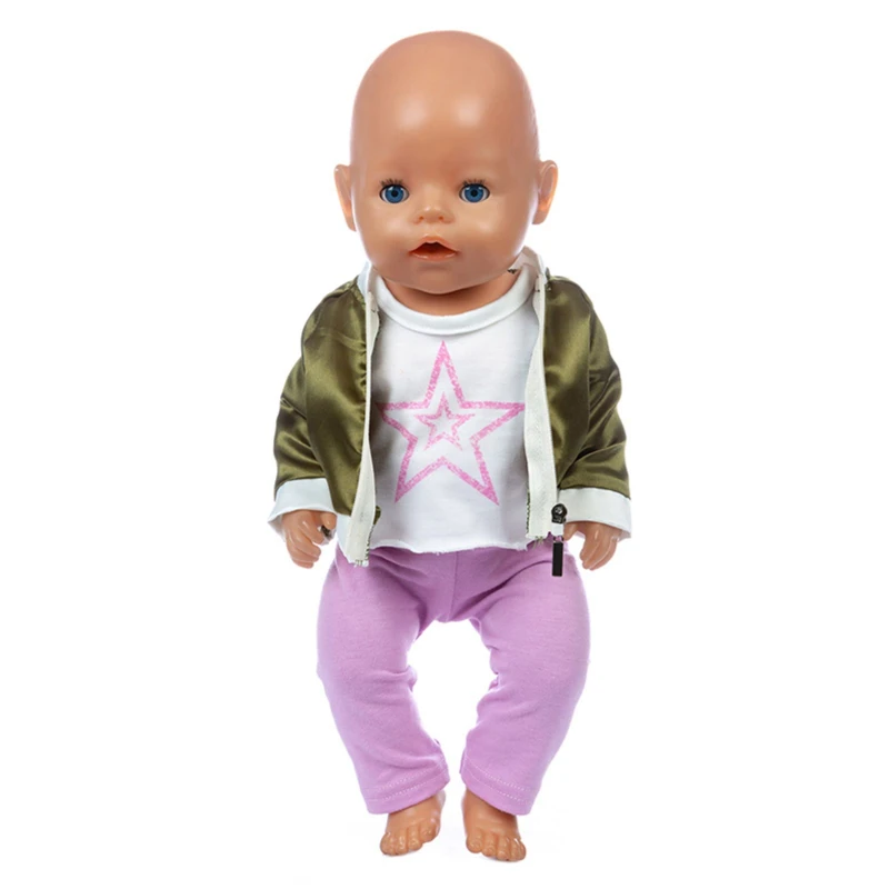 

43 cm Doll Clothes Five-pointed Star Suit Jacket +T-shirt +Trpusers Reborn Toys for Girls for American Girl Doll Clothes Purses
