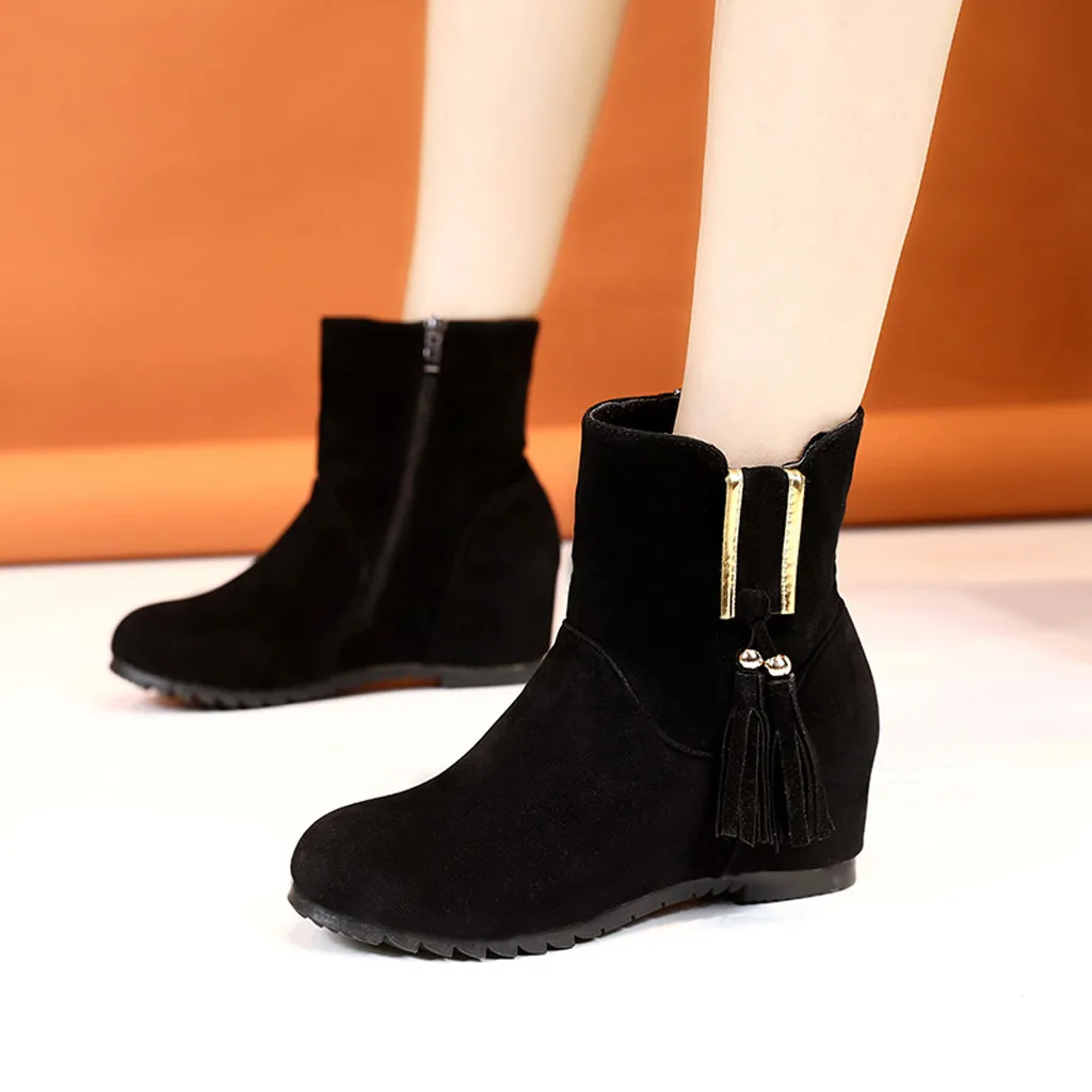 Модные женские ботинки Женские однотонные байкерские ботильоны на молнии