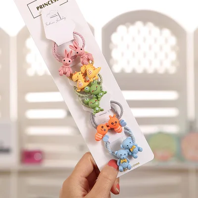 10Pcs/Set Girls Cute Cartoon Animals Fruit Elastic Hair Bands Scrunchies Ponytail Holder Headbands for Kids Accessories | Детская одежда